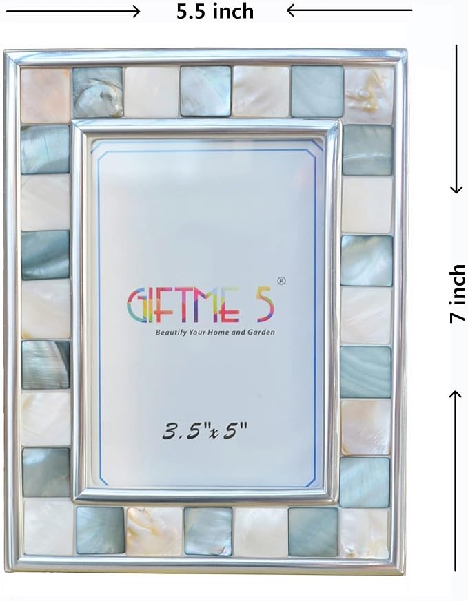 Baby Picture Frame 3.5x5 Mother of Pearl 3 1/2 by 5 Silver Plate Photo Frame - Image 5