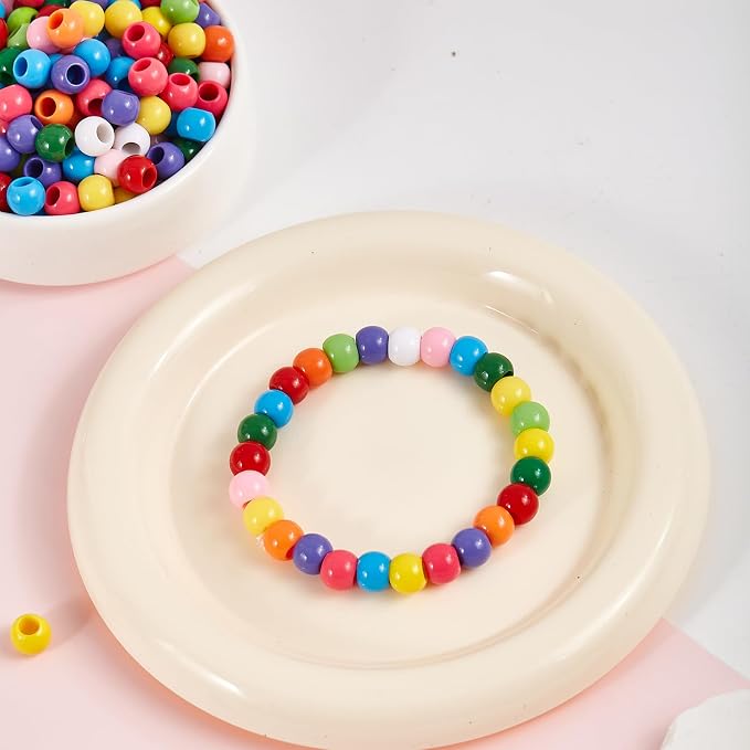 350pcs 12mm Plastics Acrylic Beads DIY Colorful Mix 10 Color Large Hole Pony - Image 4