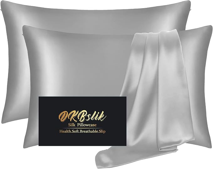 Silk Pillowcase 2 Pack, Mulberry Silk Pillow Cases Queen Size Set of 2 by HOME
