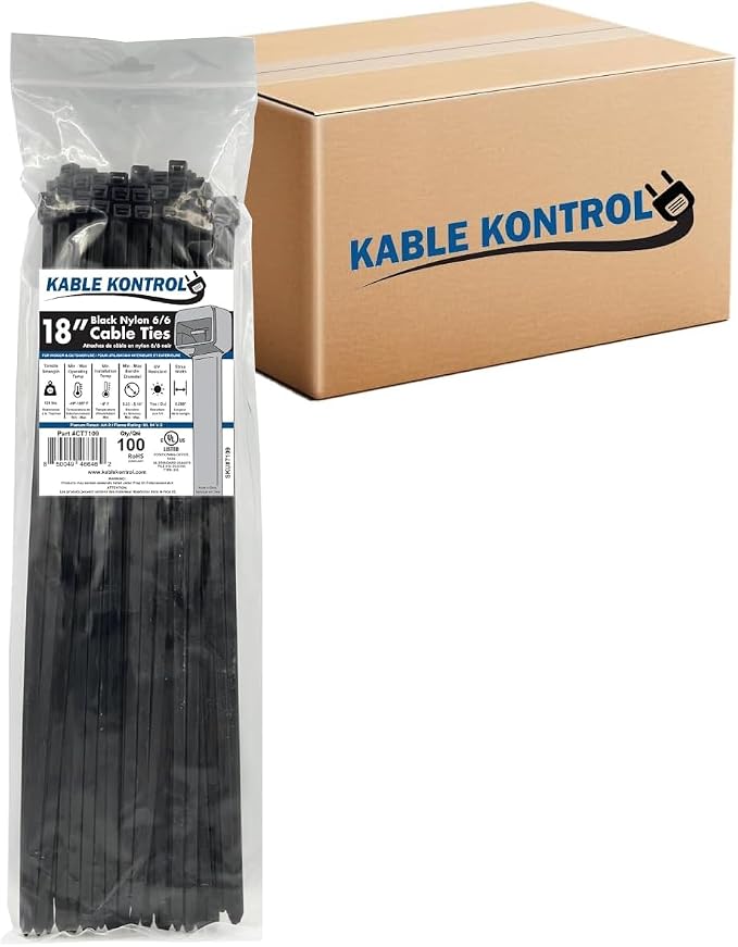 Kable Kontrol Cable Zip Ties Black 2, 120 Lbs Tensile Strength, Bulk Pack by KABLEKONTROL%C2%AE