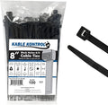 Kable Kontrol Black Zip Ties 8 Inch 100 Pcs, 75 Lbs Tensile Strength, by KABLEKONTROL%C2%AE