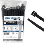 Kable Kontrol Black Zip Ties 8 Inch 100 Pcs, 75 Lbs Tensile Strength, by KABLEKONTROL%C2%AE