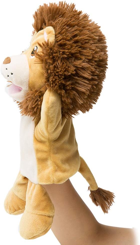 HollyHOME Hand Puppets Lion Plush Animal Zoo Animal Puppets 14 Inches Yellow - Image 2
