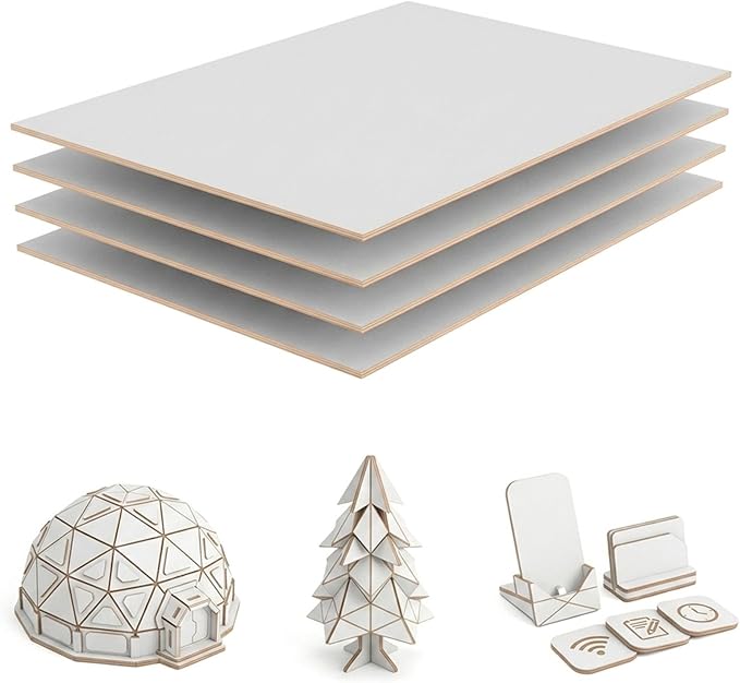4 Pack Double-Sided Pre-Painted Colored Plywood Sheets, 11.7"x8.27"x1/8" by Creatorally