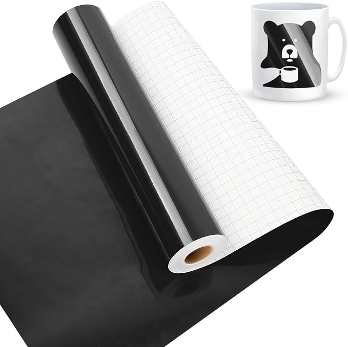 Glossy Black Permanent Vinyl, Lya Vinyl Glossy Black 12" x 50Ft Permanent by LyaVinyl