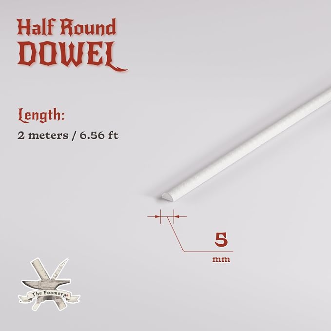 The Foamory's No Waste Half Round EVA Foam Dowel. 5mm x 2M Length. High-Density - Image 2