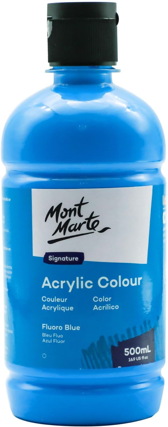 Mont Marte Signature Fluoro Blue Acrylic Paint, Semi-Matte Finish, 12 Colors by MontMarte