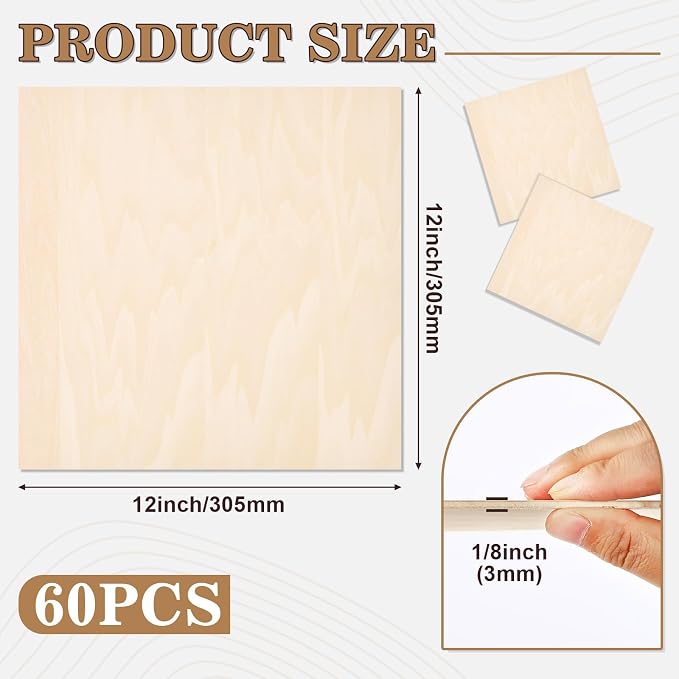 60 Pack Basswood Sheets for Crafts, Wood Burning, Architectural Models - Image 2