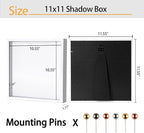 White 11x11 Shadow Box Display Frame, Premium Linen Backboard and Included - Image 3