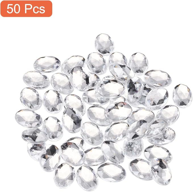 MECCANIXITY 50Pcs Acrylic Oval Gems 13x18 mm Flat Back Artificial Rhinestones - Image 3