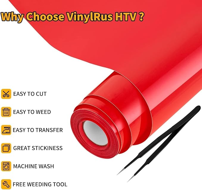 VinylRus Heat Transfer Vinyl-12” x 25FT Iron on Vinyl Roll - Image 3