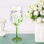 NymphFable Hand Painted Wine Glass Colorful Dragonfly Flower Artisan Painted 15 - Image 8
