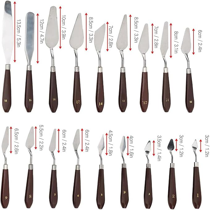 18 Piece Painting Knives Stainless Steel Spatula Palette Knife Professional - Image 2