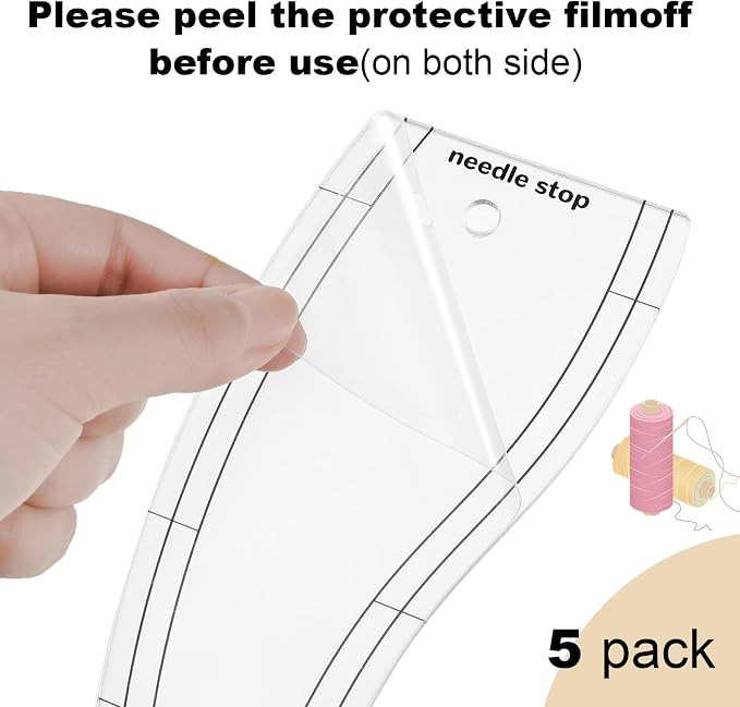 Sinload 5 Pcs Quilting Ruler and Templates 10.24 Inches Waves Ruler Acrylic - Image 4
