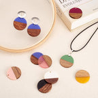 FASHEWELRY 18Pcs Flat Round Wood Resin Earrings Charms 28.5mm Mixed Color Round - Image 4