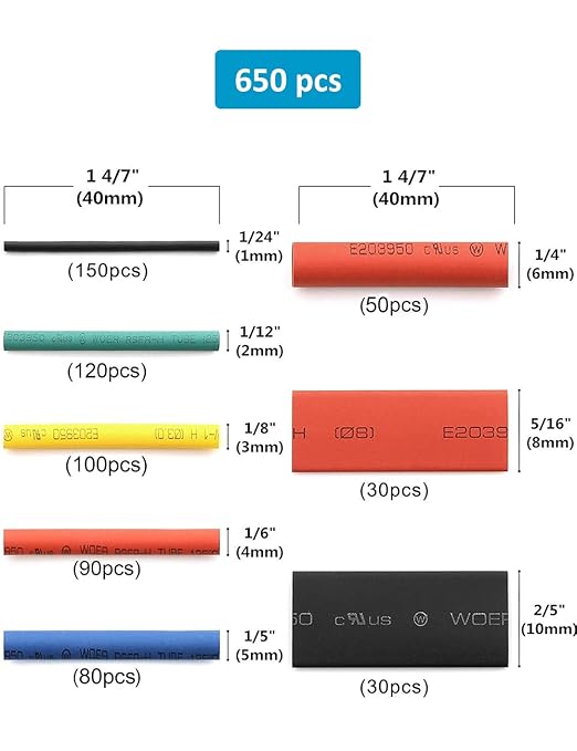 innhom 650pcs Heat Shrink Tubing Heat Shrink Tube Wire Shrink Wrap Shrinkage - Image 3