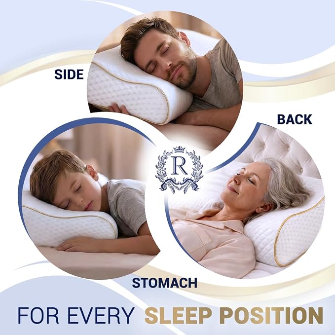 Royal Therapy 2-Pack Queen Memory Foam Pillow, Queen Contour Pillow, Orthopedic - Image 8