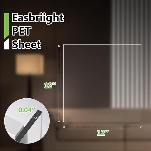 10-Pack of 12×12"×0.04" PET/Plexiglass Sheets, Transparent Flexible Plastic - Image 3