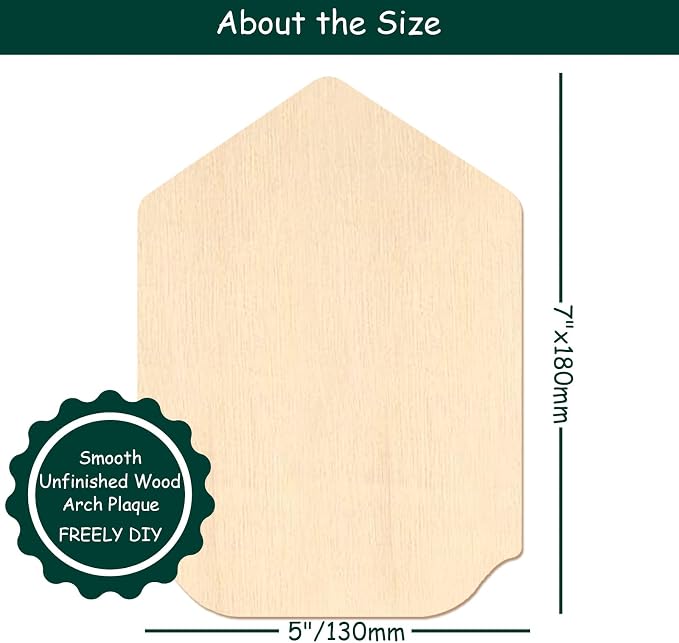 12 Pack Unfinished Gothic Arch Wood Plaque, 5” x 7” Basswood Shield Plaque - Image 2