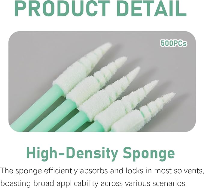 500 Pcs Cleaning swabs, Lint Free High Density Foam Sponge Lab Tip Swab Sticks - Image 2