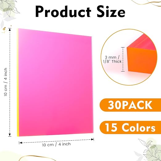 Geetery 30 Pcs Colored Acrylic Sheets, Plastic Boards - Image 3