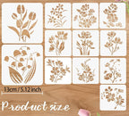 12 Pcs Large Flower Stencils for Painting, 5.12 X 5.12 Inch Flower Stencils for - Image 2
