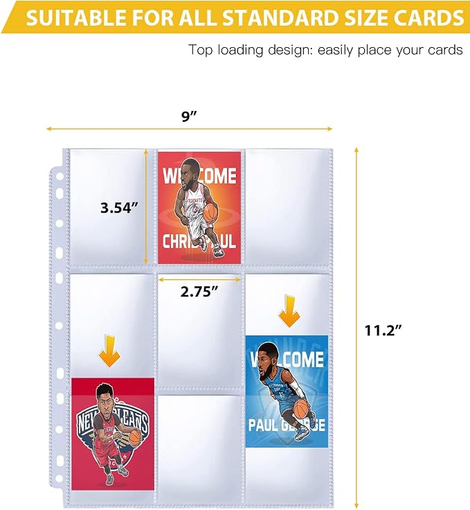 9 Pocket Page Protector, Holds 1800 Cards, Trading Card Sleeve, Baseball Card - Image 3