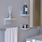 RICHER HOUSE 3-Set Small Floating Wall Shelf, No Drill Bathroom Shelf White | - Image 6
