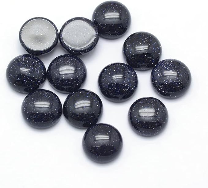 FASHEWELRY 50Pcs Natural Blue Goldstone Cabochons Flat Back Gemstone Cabochons by FASHEWELRY