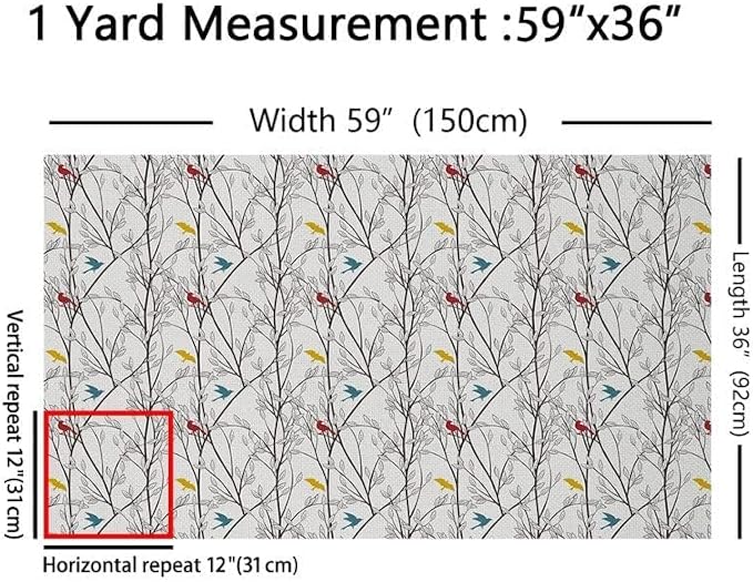 Feelyou Tree Branches Upholstery Fabric by The Yard, Nature Cute Birds - Image 3