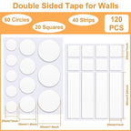 JANYUN 144Pcs Sticky Tack Tape for Walls, Sticky Dots Strips Adhesive | Heavy - Image 2
