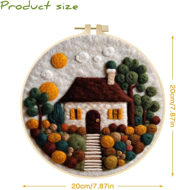 Eforcase Wool Felt Painting Needle Felting Kit, Flowers Landscape Tree Mountain - Image 2