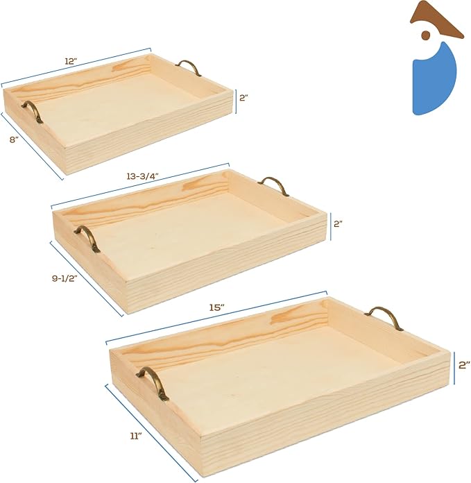 Unfinished Wood Nesting Serving Trays - Image 2