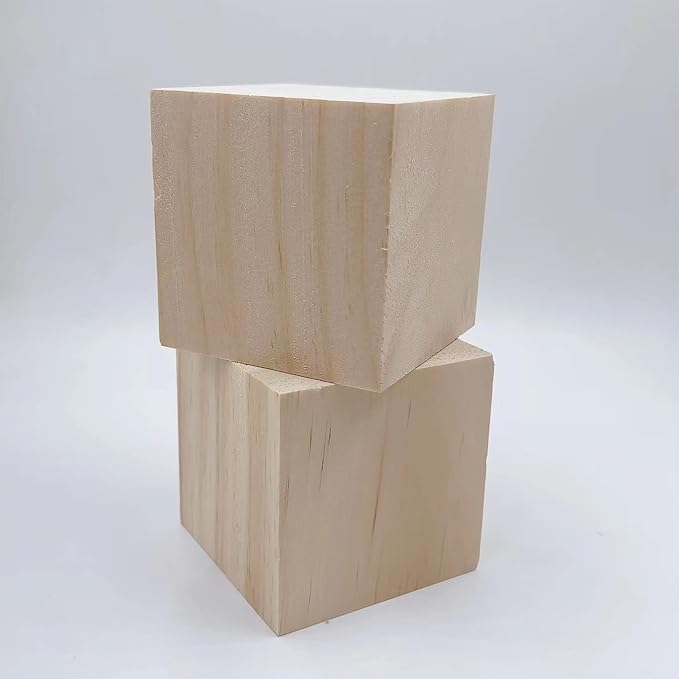 Wood Blocks for Crafts, Large Unfinished Wood Cubes, 3 Inch Natural Wooden - Image 3