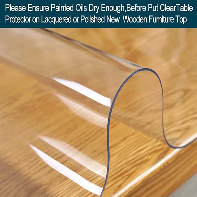 Wadrac Clear Table Protector Plastic Table Cloths PVC Night Stand Table Cover - Image 3