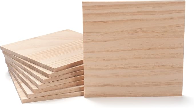 Wooden Blocks for Crafts, 6″ X 6″ Wood Blocks Squares for Crafts1/4″ Thick by Coowayze