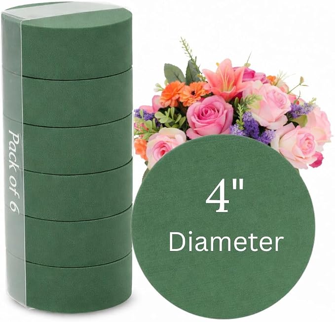 Pack of 6 FLOFARE Round Floral Foam Blocks by FLOFARE