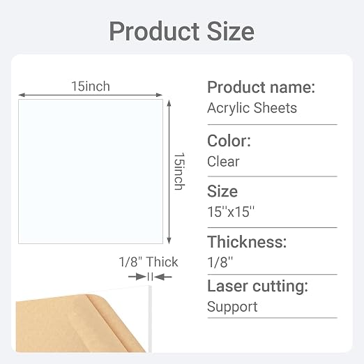 1/8" Thick Clear Acrylic Sheet 15" x 15" - Image 6