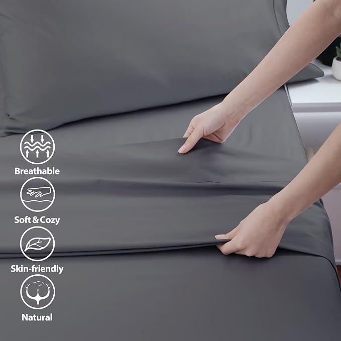 2-Pack Cotton Cal King Flat Sheet Only, 600 Thread Count 100% Egyptian Cotton - Image 3