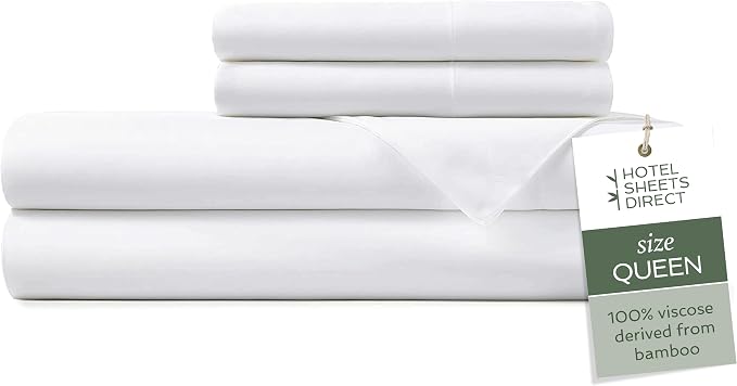 Hotel Sheets Direct 4 Piece Bed Sheet Set Queen Size, 100% Viscose Derived from by HOTELSHEETSDIRECT