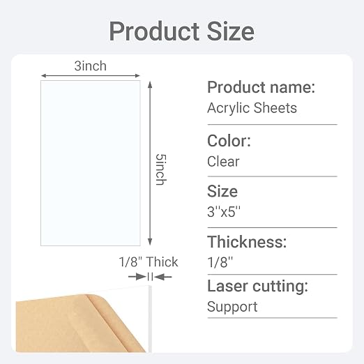 1/8" Thick Clear Acrylic Sheet 3" x 5" - Image 2