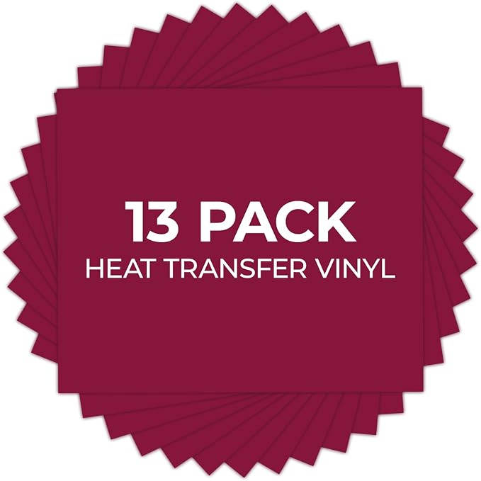 HTVRONT Maroon Heat Transfer Vinyl, 13 Pack | Maroon Iron on Vinyl by HTVRONT