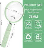Feosky Handheld Reading Magnifier, 10X Magnifier, 75mm Shatterproof Lens - Image 2