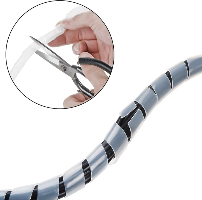 50Ft XHF 1/4" Clear Spiral Cable Wrap 6mm Spiral Wire Wrap Cord - Image 4
