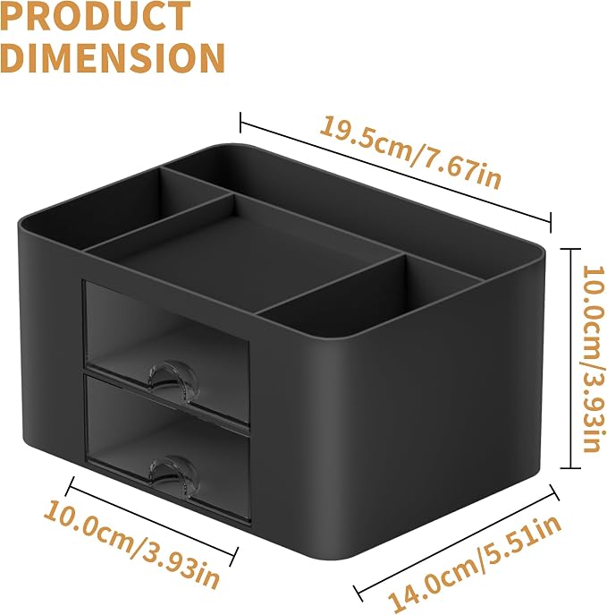Marbrasse Pen Organizer with 2 Drawer, Desk Organizers and Accessories with 5 - Image 4