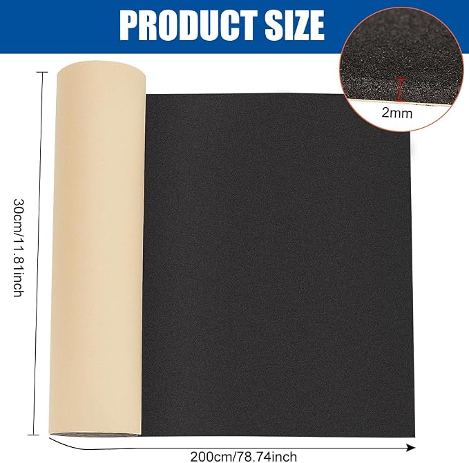 BENECREAT 78.7x11.8inch Adhesive EVA Foam Roll, 2mm Black Adhesive EVA Foam - Image 2