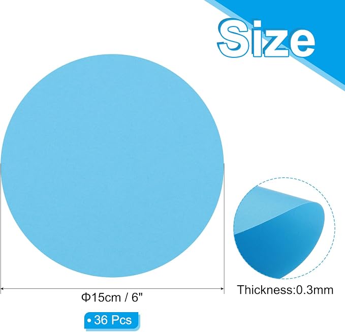 PATIKIL 6inch Circle Card Stock, Sky Blue - Image 2