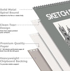 9" x 12" Sketch Book, Acid Free Artist Drawing Book Paper, Art Supplies - Image 2