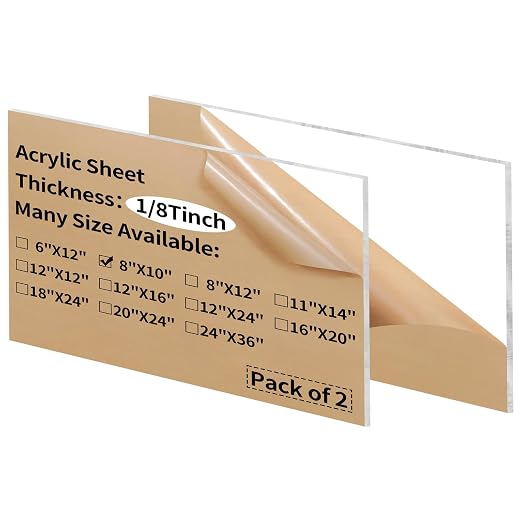 8 x 10 inch Clear Acrylic Sheets 1/8 inch Thick by gdhwcxl