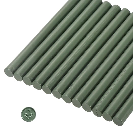 MECCANIXITY 12 Pcs Olive Green Cylinder Sealing Wax Stick Glue Gun Wax Seal Rod by MECCANIXITY